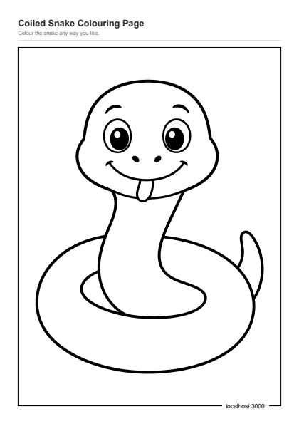 Preview of the Coiled Snake Colouring Page printable worksheet