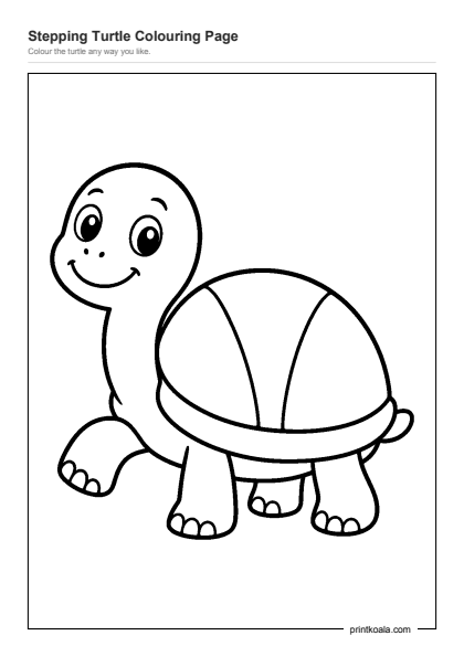 Preview of the Stepping Turtle Colouring Page printable worksheet