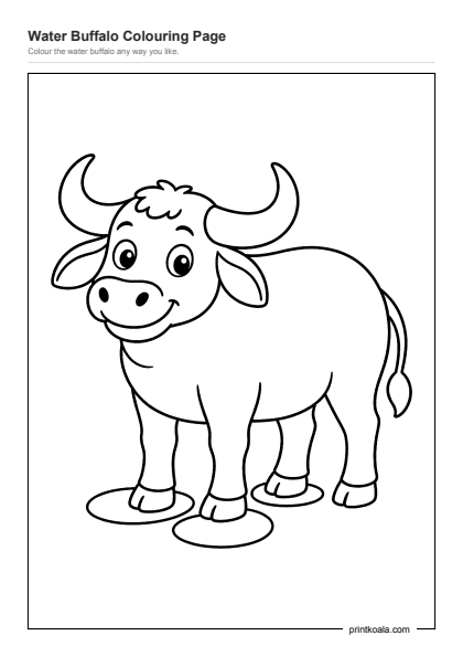 Preview of the Water Buffalo Colouring Page printable worksheet