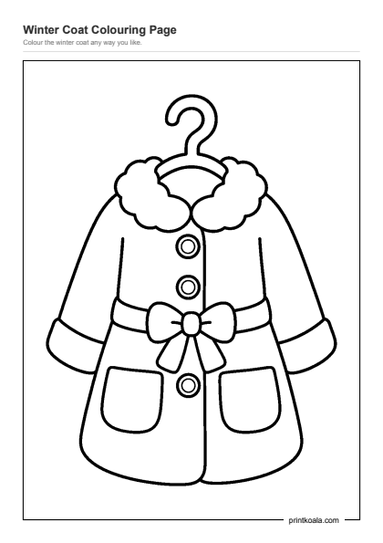 Preview of the Winter Coat Colouring Page printable worksheet