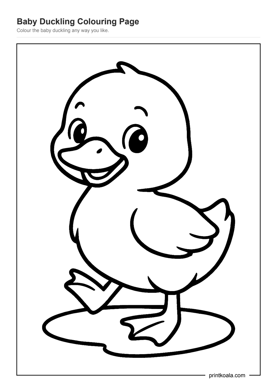 Full preview of the Baby Duckling Colouring Page worksheet