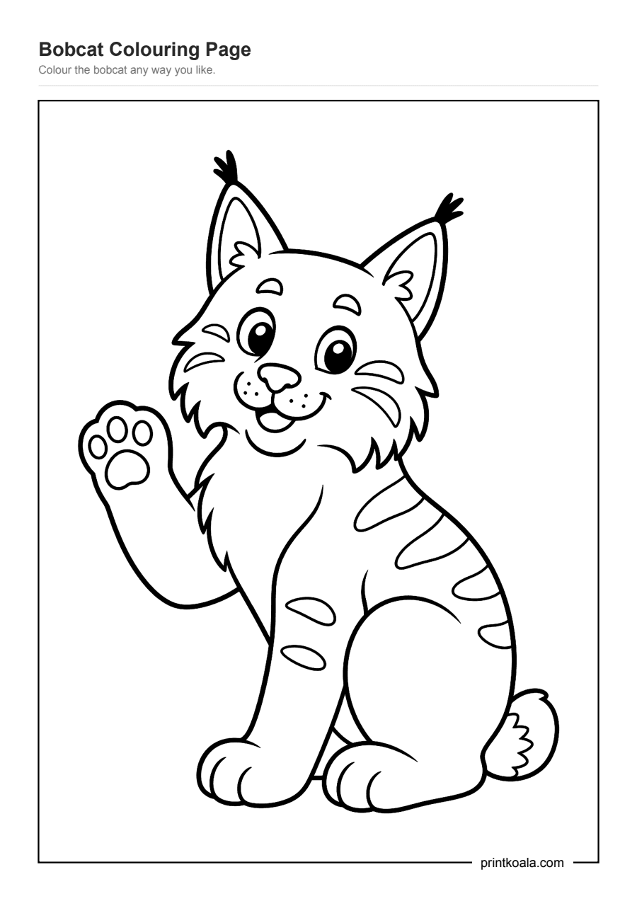 Full preview of the Bobcat Colouring Page worksheet