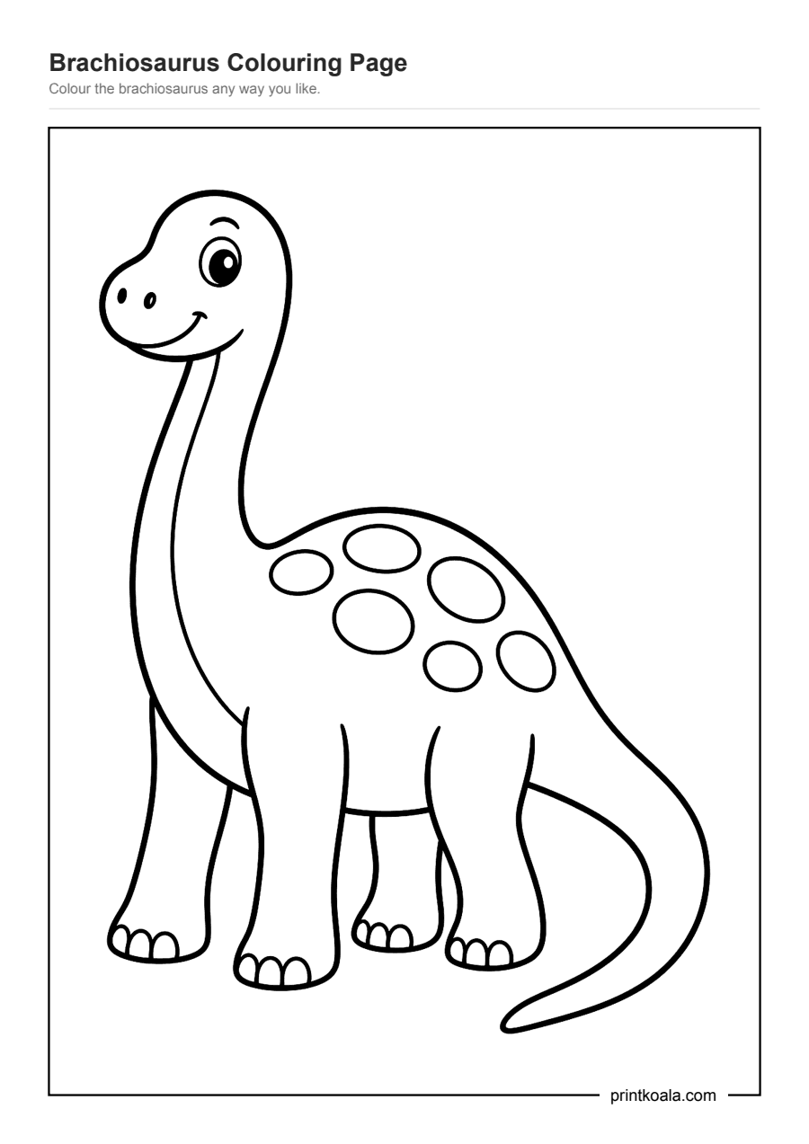 Full preview of the Brachiosaurus Colouring Page worksheet