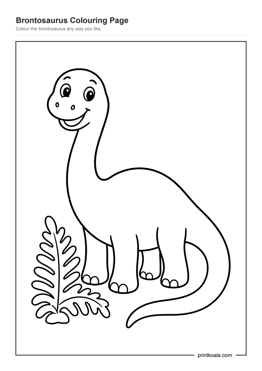 Full preview of the Brontosaurus Colouring Page worksheet