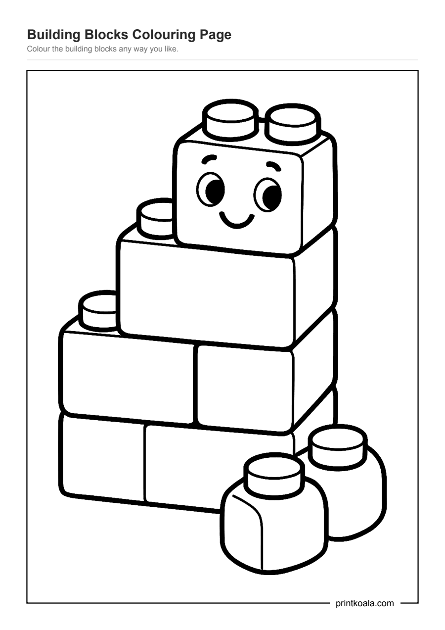 Full preview of the Building Blocks Colouring Page worksheet