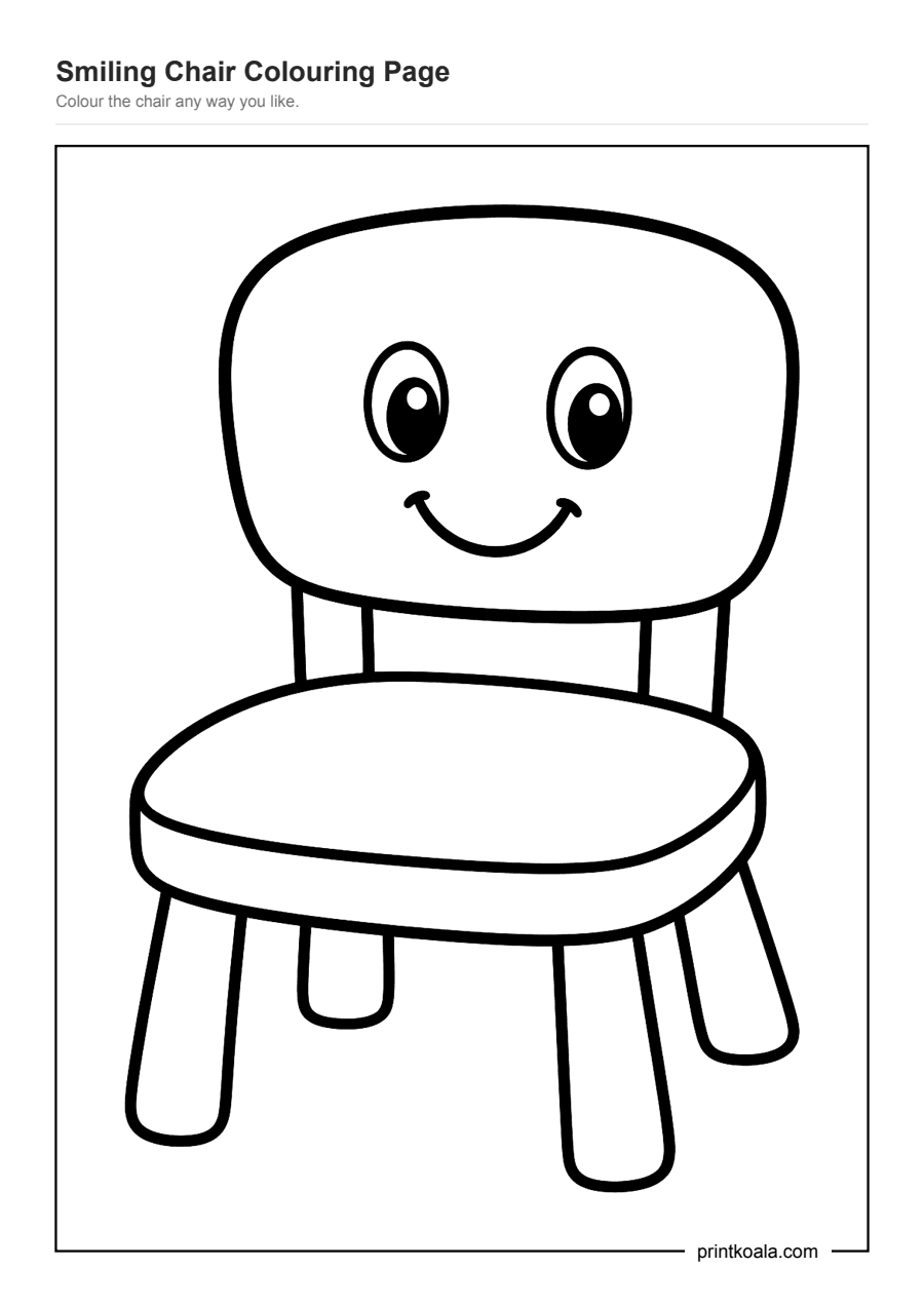 Full preview of the Smiling Chair Colouring Page worksheet
