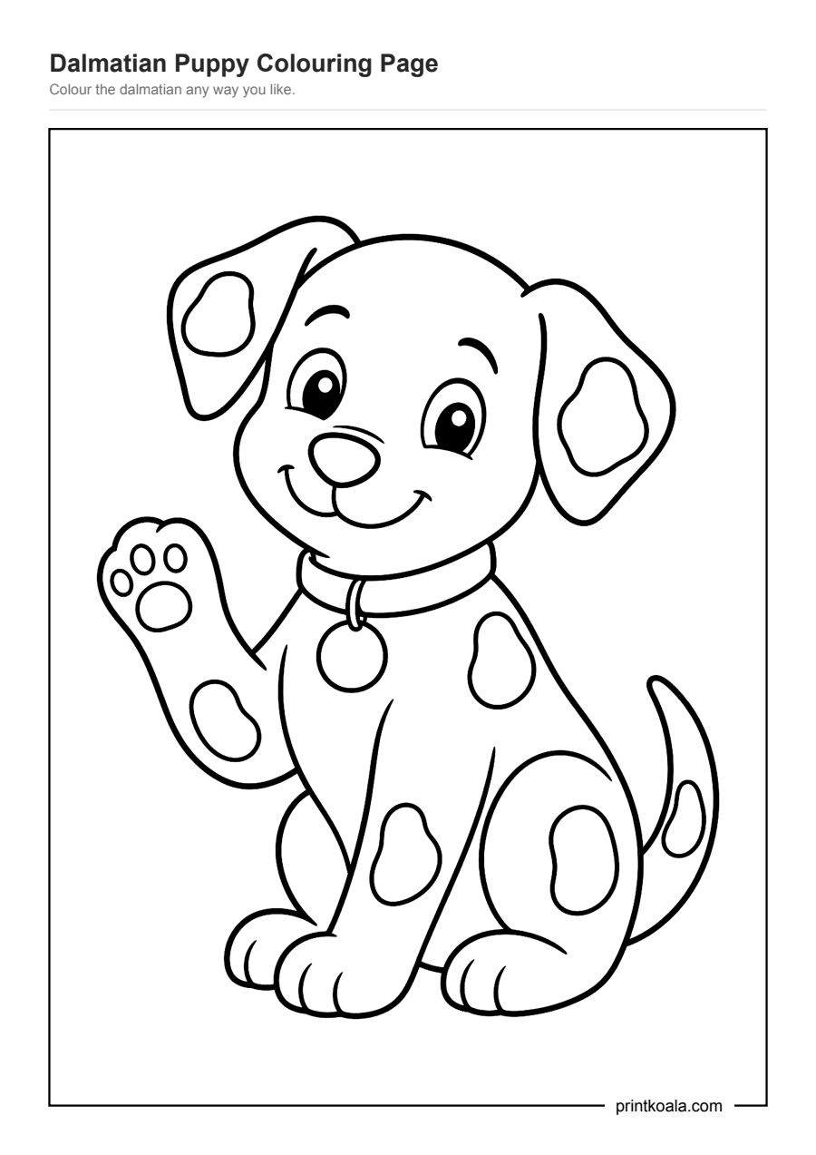 Full preview of the Dalmatian Puppy Colouring Page worksheet