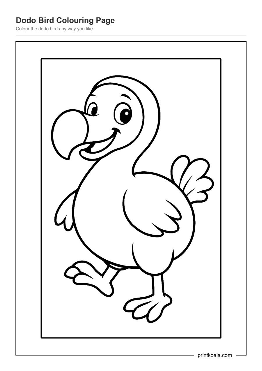 Full preview of the Dodo Bird Colouring Page worksheet