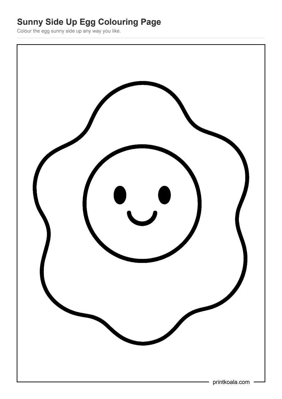 Full preview of the Sunny Side Up Egg Colouring Page worksheet