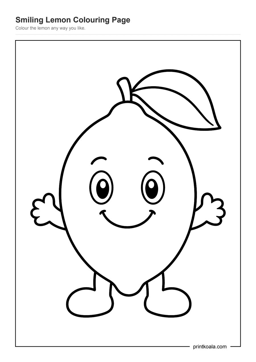 Full preview of the Smiling Lemon Colouring Page worksheet