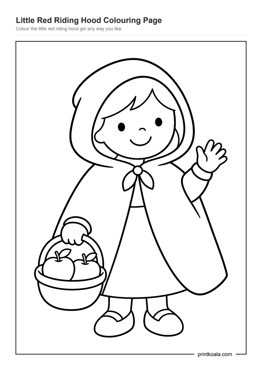 Full preview of the Little Red Riding Hood Colouring Page worksheet