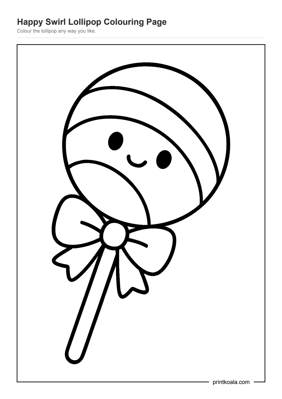 Full preview of the Happy Swirl Lollipop Colouring Page worksheet