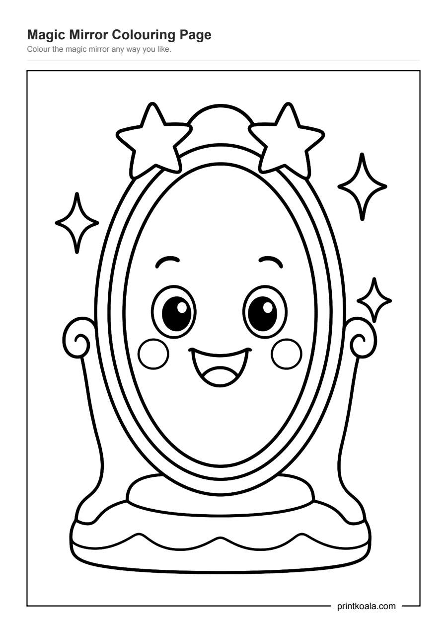 Full preview of the Magic Mirror Colouring Page worksheet