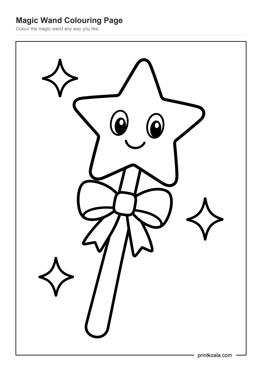 Full preview of the Magic Wand Colouring Page worksheet