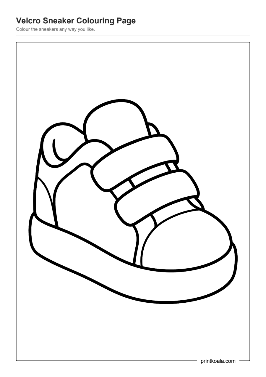 Full preview of the Velcro Sneaker Colouring Page worksheet