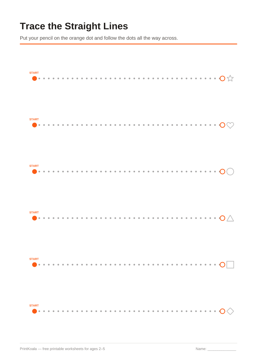 Full preview of the Straight Line Tracing worksheet
