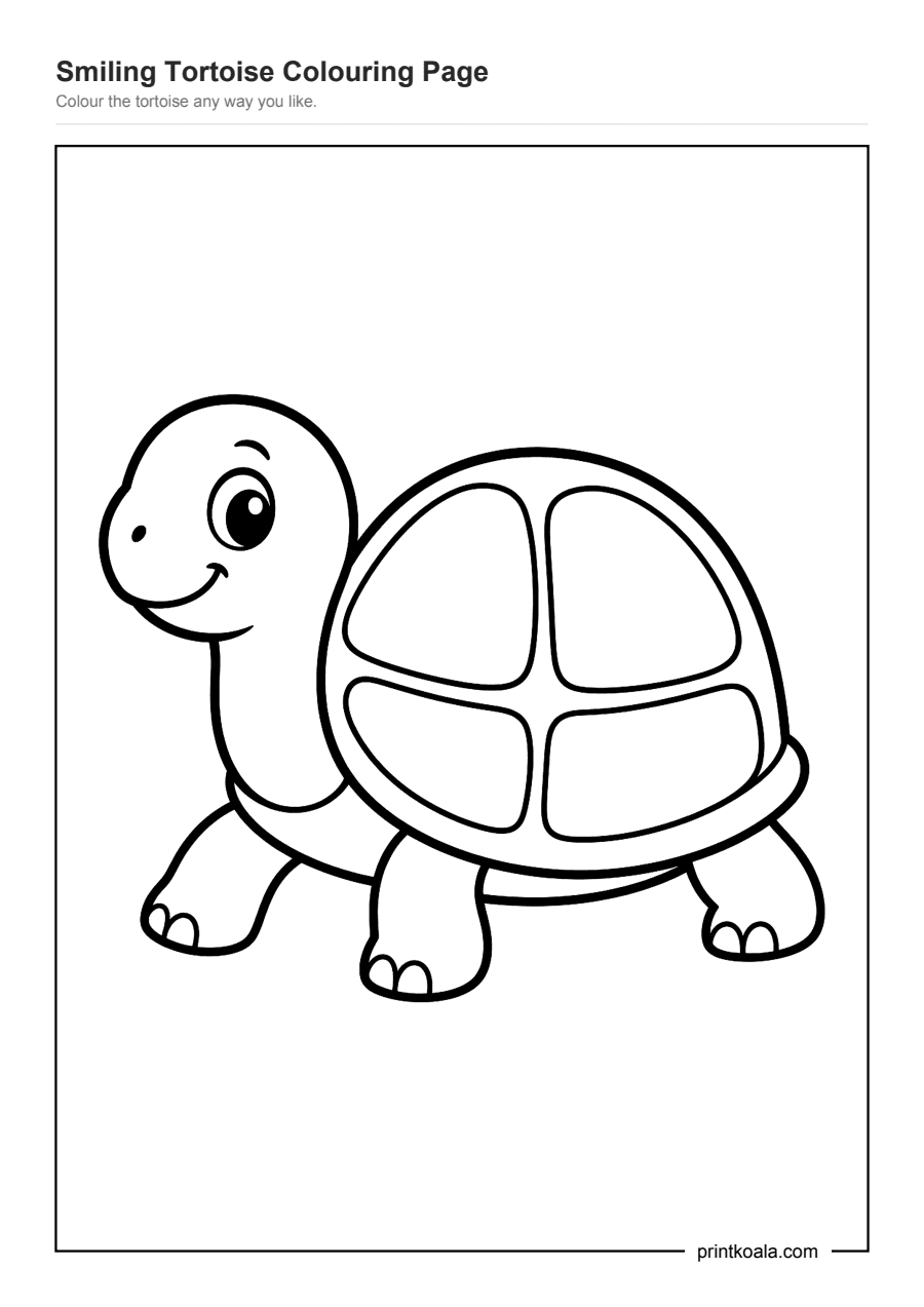 Full preview of the Smiling Tortoise Colouring Page worksheet