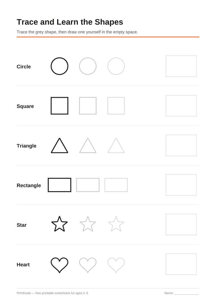 Full preview of the Trace and Learn the Shapes worksheet