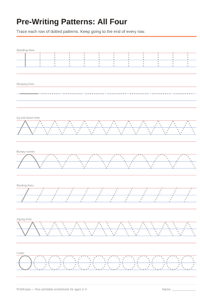 Preview of the Pre-Writing Patterns: All Four printable worksheet