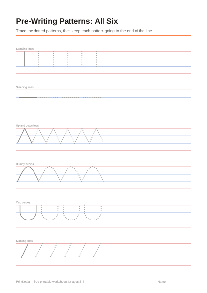Preview of the Pre-Writing Patterns: All Six printable worksheet