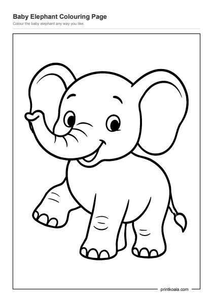 Preview of the Baby Elephant Colouring Page printable worksheet