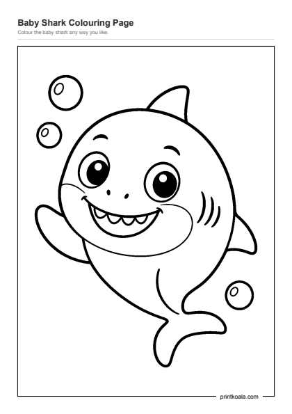 Preview of the Baby Shark Colouring Page printable worksheet