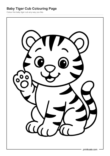 Preview of the Baby Tiger Cub Colouring Page printable worksheet