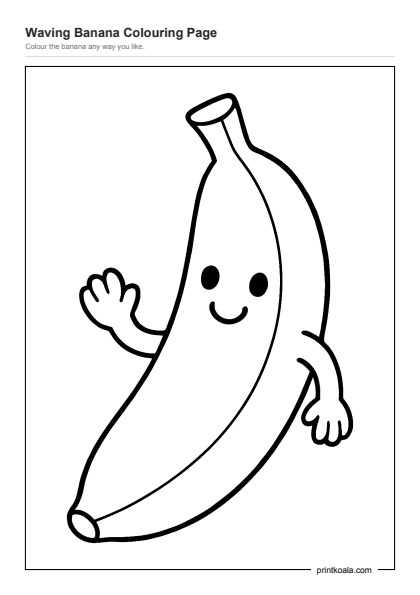 Preview of the Waving Banana Colouring Page printable worksheet
