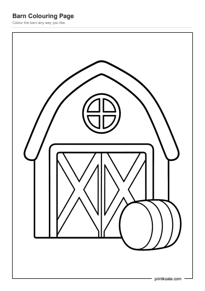 Preview of the Barn Colouring Page printable worksheet