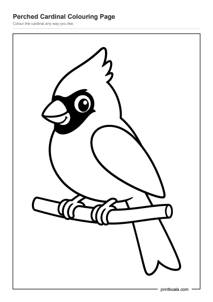 Preview of the Perched Cardinal Colouring Page printable worksheet