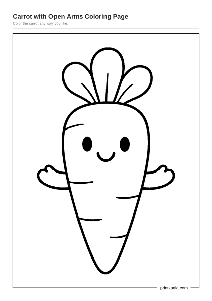 Preview of the Carrot with Open Arms Coloring Page printable worksheet