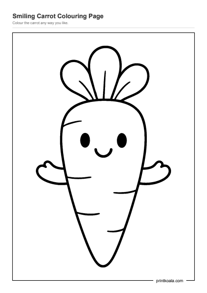 Preview of the Smiling Carrot Colouring Page printable worksheet