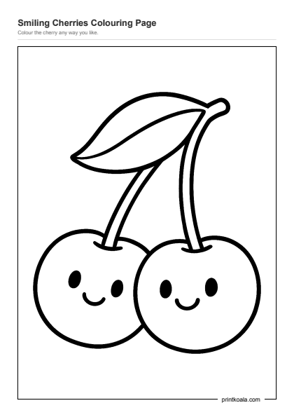Preview of the Smiling Cherries Colouring Page printable worksheet
