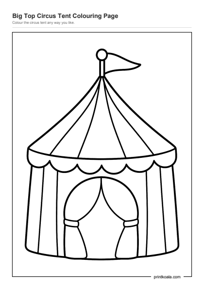Preview of the Big Top Circus Tent Colouring Page printable worksheet