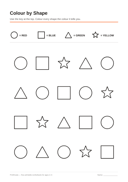Preview of the Colour by Shape printable worksheet