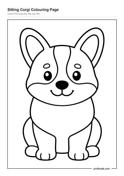 Preview of the Sitting Corgi Colouring Page printable worksheet