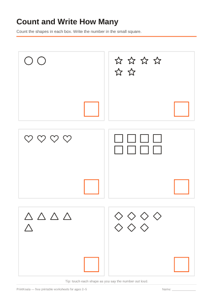 Preview of the Count and Write How Many printable worksheet