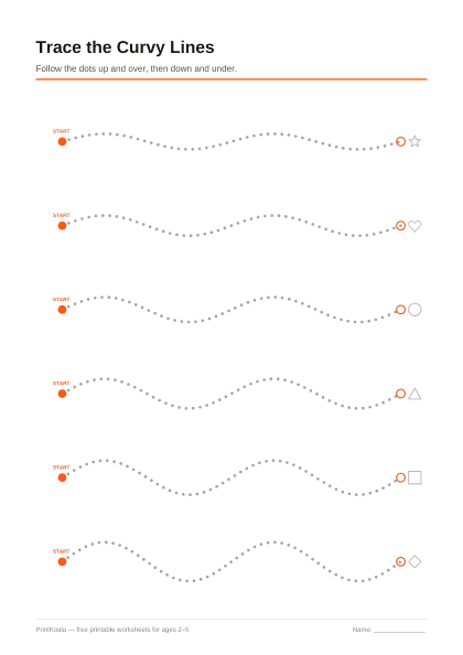 Preview of the Curvy Line Tracing printable worksheet