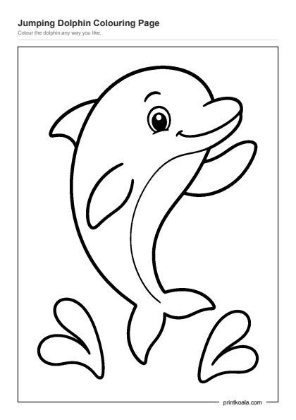 Preview of the Jumping Dolphin Colouring Page printable worksheet