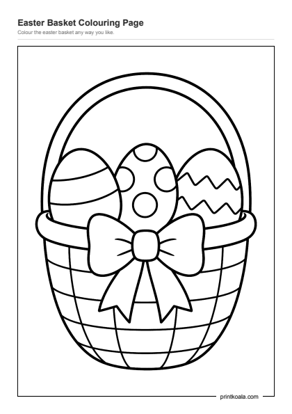 Preview of the Easter Basket Colouring Page printable worksheet