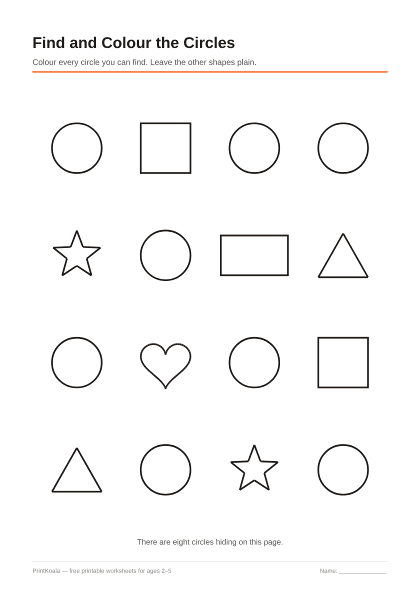 Preview of the Find and Colour the Circles printable worksheet