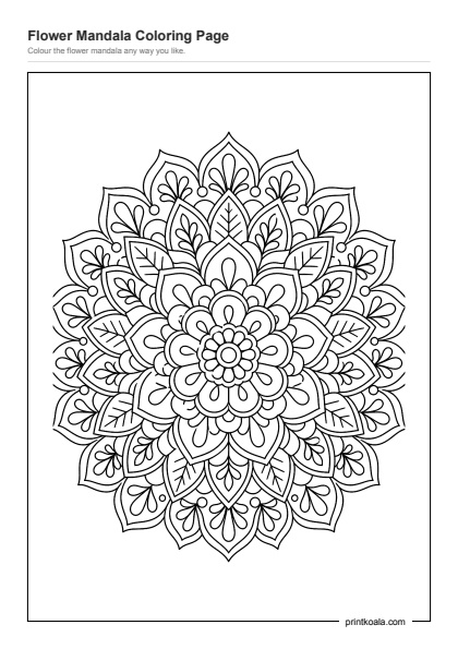 Preview of the Flower Mandala Coloring Page printable worksheet