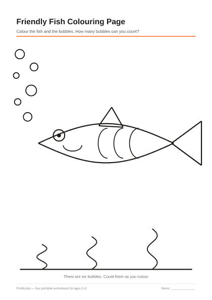 Preview of the Friendly Fish Coloring Page printable worksheet
