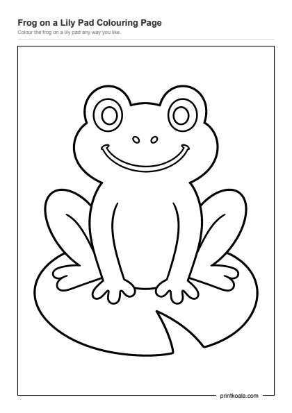 Preview of the Frog on a Lily Pad Colouring Page printable worksheet