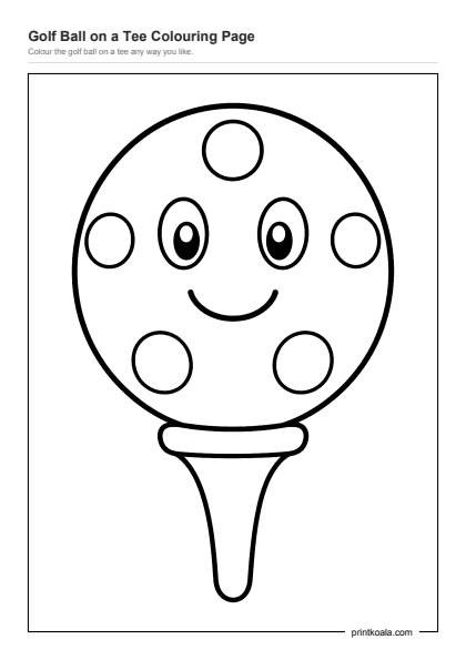 Preview of the Golf Ball on a Tee Colouring Page printable worksheet