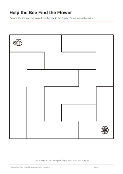 Preview of the Help the Bee Find the Flower printable worksheet