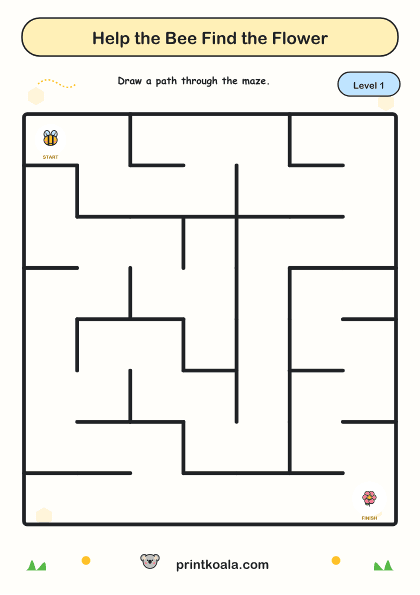 Preview of the Help the Bee Find the Flower printable worksheet