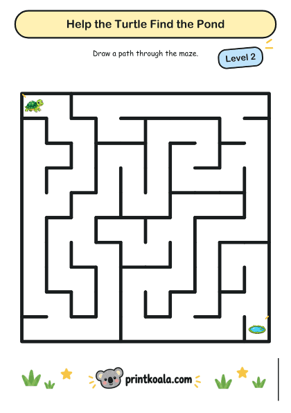 Preview of the Help the Turtle Find the Pond — Level 2 printable worksheet