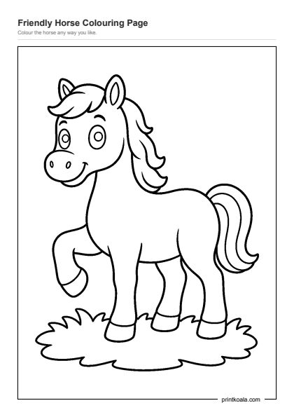 Preview of the Friendly Horse Colouring Page printable worksheet