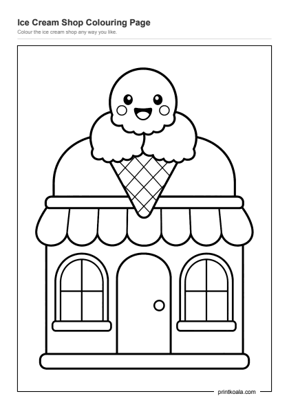Preview of the Ice Cream Shop Colouring Page printable worksheet